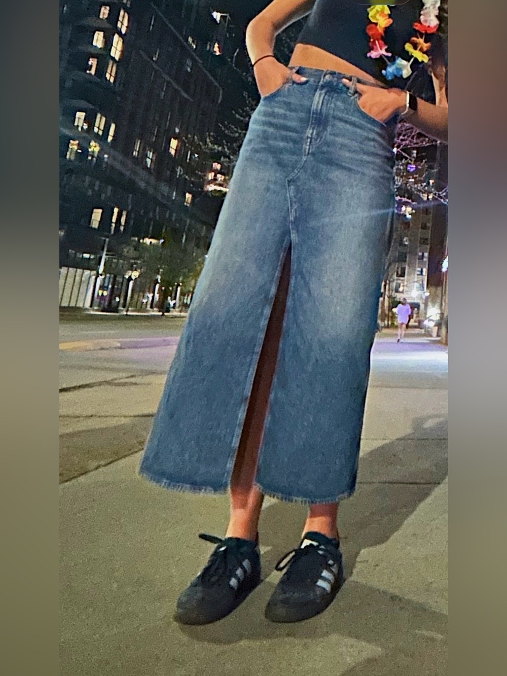 Madewell Blue High-Rise Denim Midi Skirt with Center Front Slit